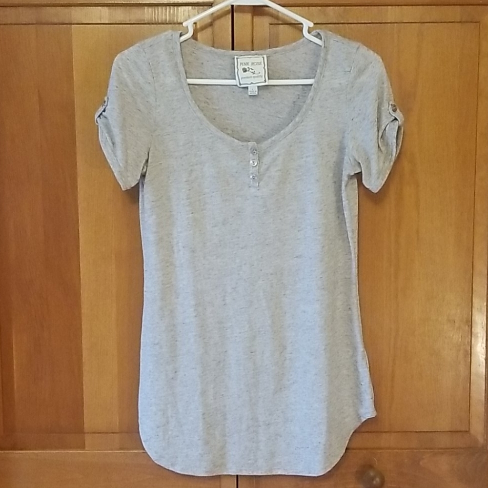 NWOT Pink Rose linen blend tan short sleeved top